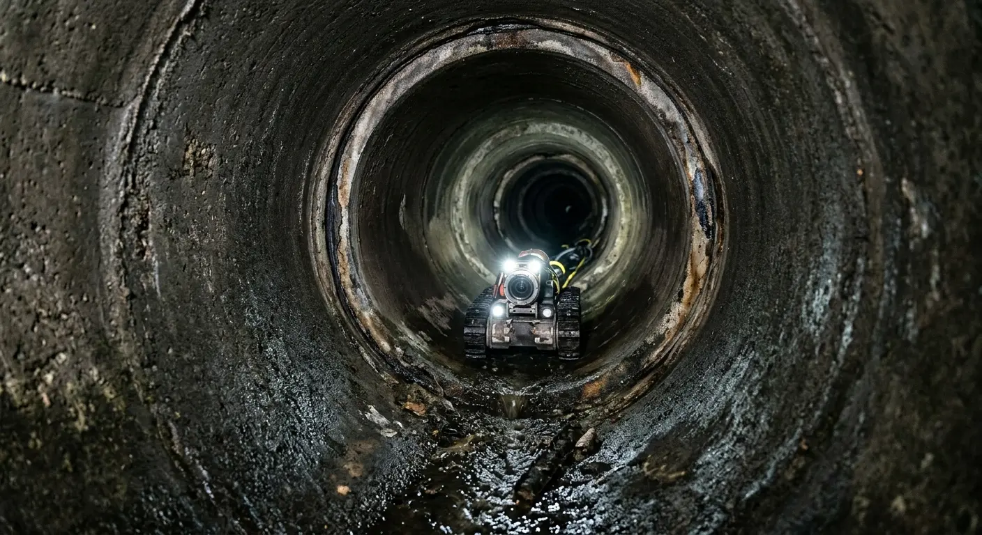 Robotic sewer camera inspecting pipe interior for Sewer Line Repair in North Druid Hills